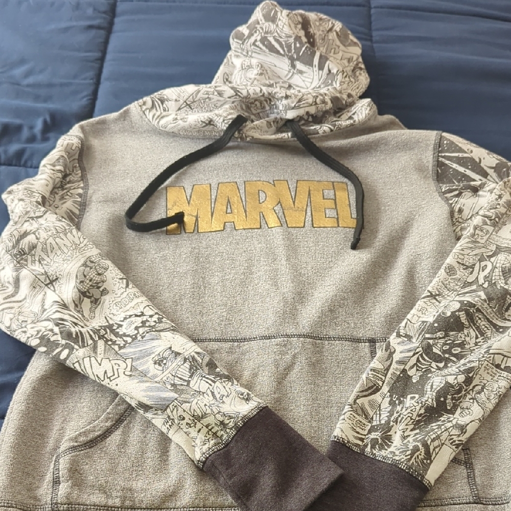 Marvel Gray Hoodie with Gold Logo